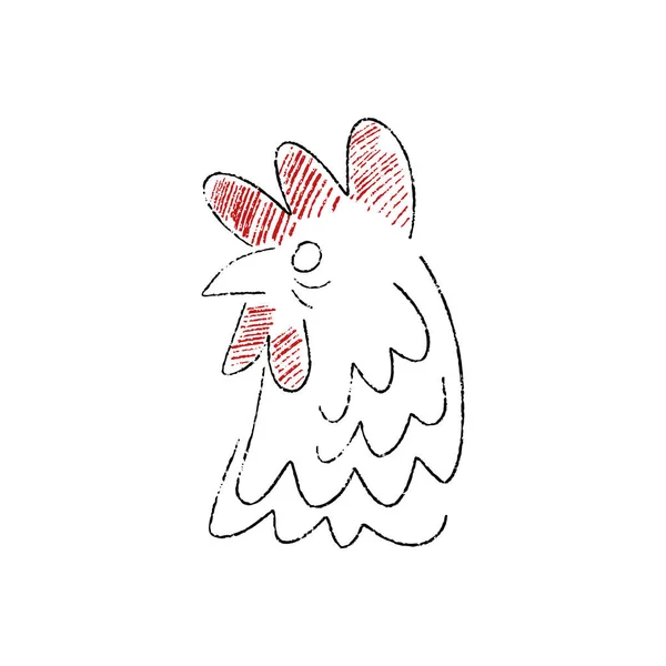 Rooster Head Logo Hen Hand Drawn Sketch Vector Illustration — Stock Vector