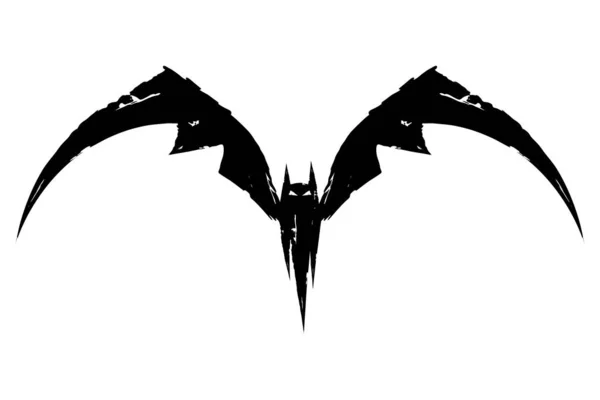Enge Vliegende Vampiervleermuis Halloween Zwart Vleermuis Silhouet Vector Illustratie Geïsoleerd — Stockvector