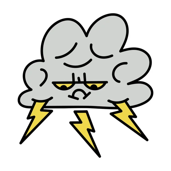 Cartoon Storm Cloud Lightnings Vector Thundercloud Illustration — Stockvector