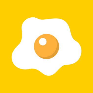 Sarı zemin üzerinde omlet, düz stil, vektör
