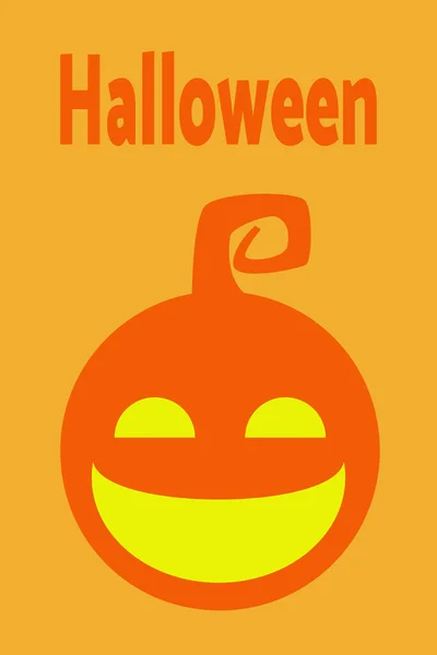 Calabaza Halloween Pegatina Sobre Fondo Naranja Estilo Plano Vector — Vector de stock