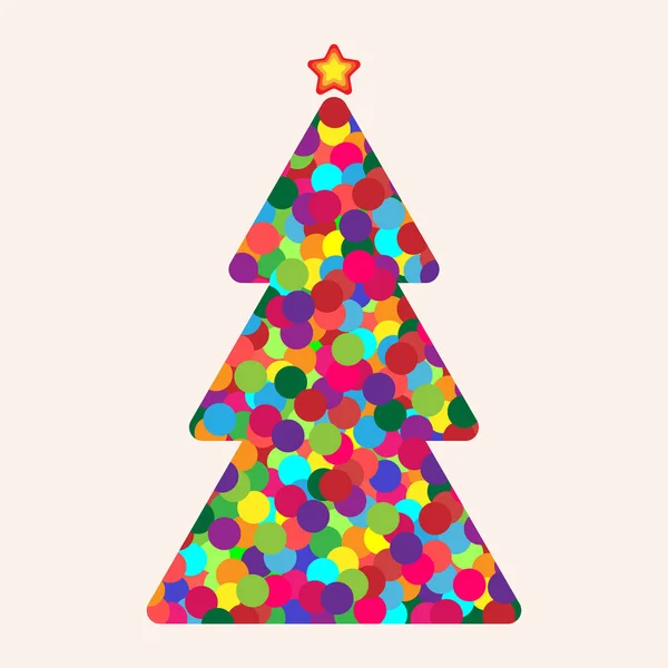 çok renkli noel ağacı, çıkartma, düz stil, vektör