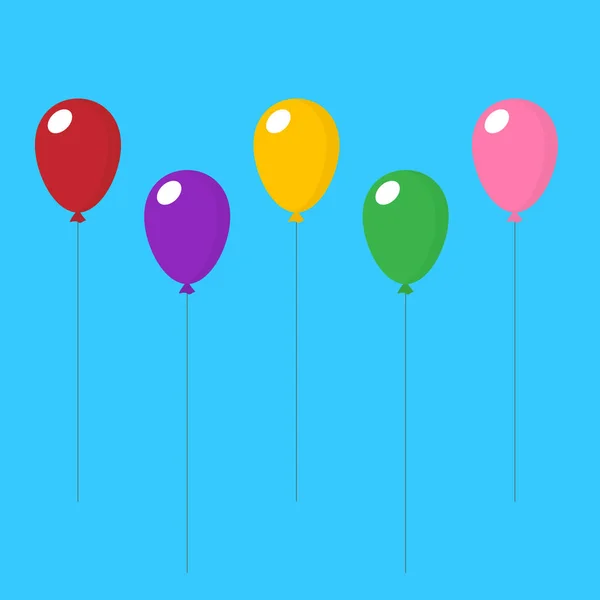 Vector Illustration Colorful Balloons Flat Style — Stockvektor