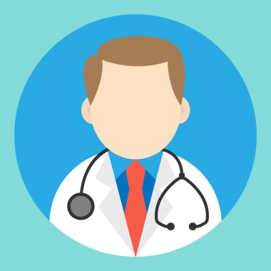 Icon, sticker, doctor man, in flat style, vector