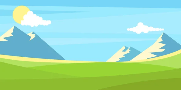 Natural landscape, mountains, sun, vector, background