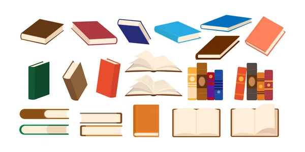 Stacks of books to read, many textbooks for education, for school for students. dictionaries, encyclopedias, planners, literature. colored books in flat style, vector image