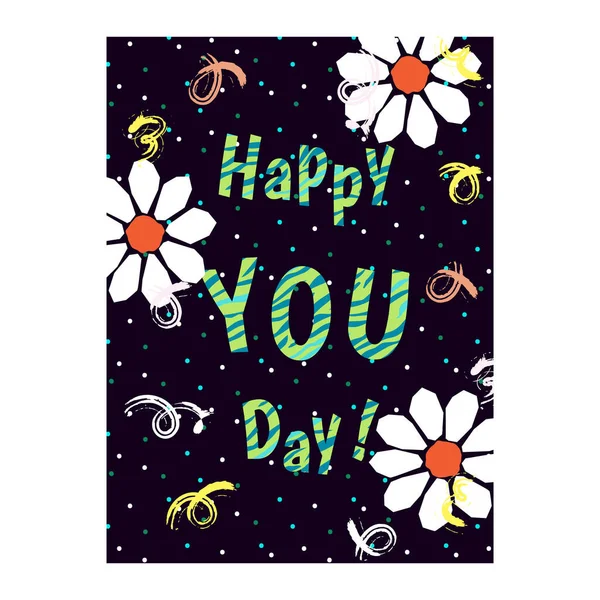 Tarjeta de cumpleaños feliz con brillante plantilla de flores en negrita en 2 variantes de color — Vector de stock