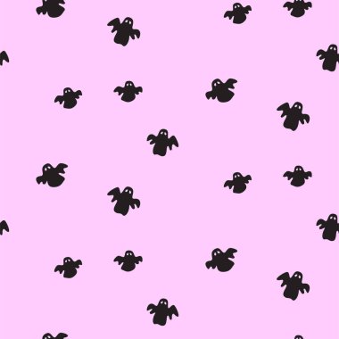 Şirin, hayaletsiz, pembe bir arka plan. Komik Cadılar Bayramı kağıt tasarımı