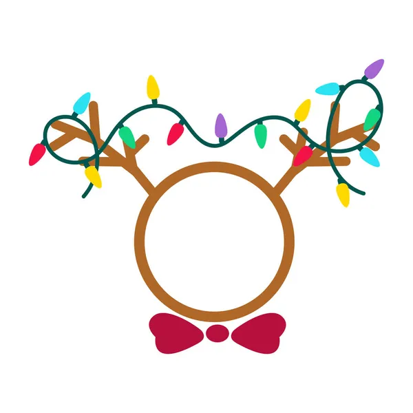 Χριστουγεννιάτικα κέρατα ελαφιού διακοσμημένα με λαμπτήρες. Σχεδιασμός αρχείων περικοπών ταράνδων Xmas — Διανυσματικό Αρχείο