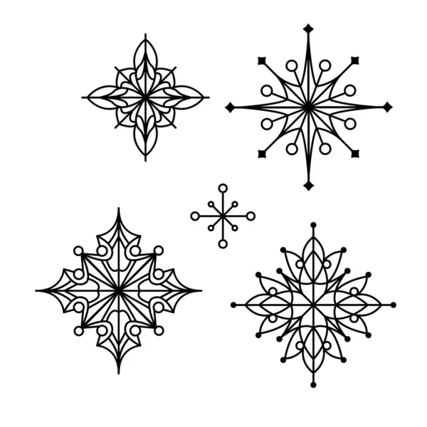 Αστέρι σχήμα μανδάλα νιφάδες χιονιού γραμμή εικονίδιο σχεδιασμό διάνυσμα — Διανυσματικό Αρχείο