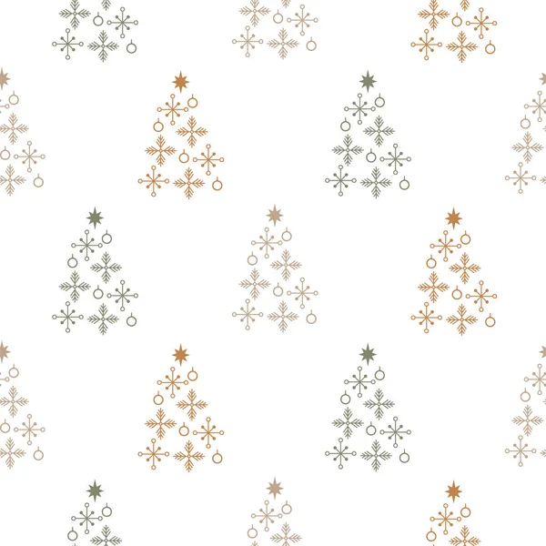 Árboles de Navidad copos de nieve icono diseño de patrón sin costuras — Vector de stock