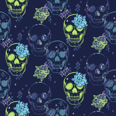 Kurukafa desenli, çiçek ve yılan derisi desenli. Tekstil baskısı için kusursuz çiçek arkaplanı.