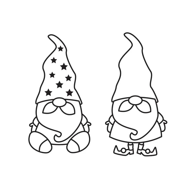 Gnomes silhouettes contour Noël illustrations mignonnes pour modèle de coupe — Image vectorielle