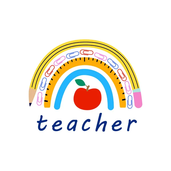 Teachers life rainbow and apple appreciation day tshirt design — Vettoriale Stock