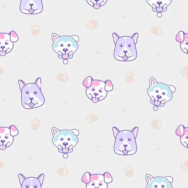 2009 Seamless Pattern Cartoon Shiba Dogs Design White Background 파스텔 — 스톡 벡터