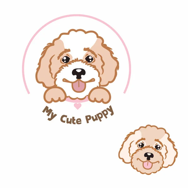 Maltipoo Poodle Puppy Logo Vector Template Veterinery Pet Clinic Zoo — Vetor de Stock