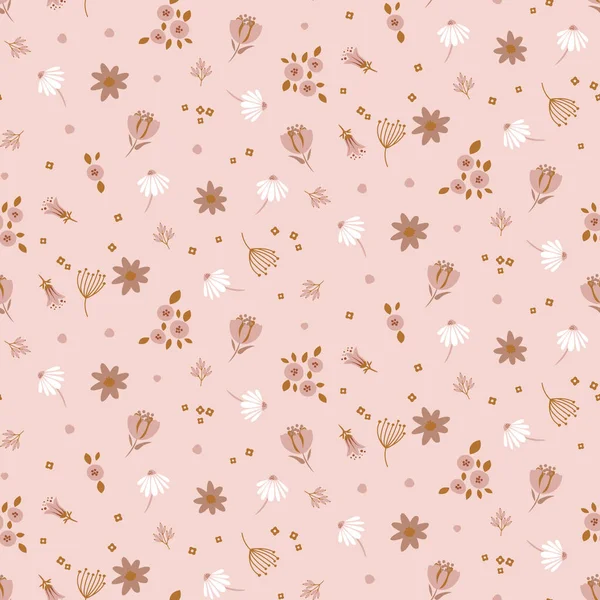 Peach Rose Pattern Pastel Color Flowers Tender Seamless Pattern Cute — Stockvector