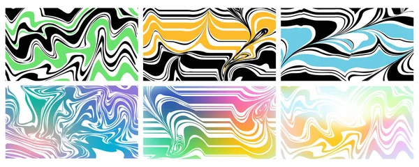 Abstract Cover Melted Gradient Stripes Set Futuristic Y2K Geometric Design —  Vetores de Stock