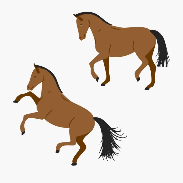 Cartoon Brown Horse Running Standing White Background — Wektor stockowy