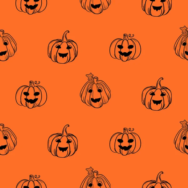 Laranja Abóboras Queda Halloween Sem Costura Padrão Simples Fundo — Vetor de Stock