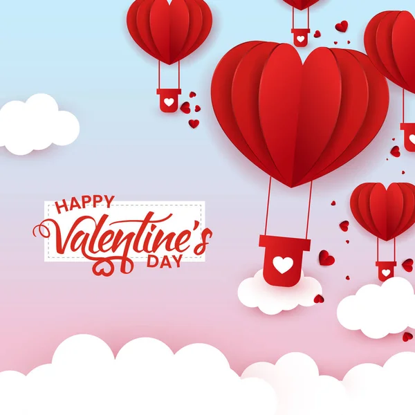 Szczęśliwe Walentynki Balony Serce Niebie — Wektor stockowy