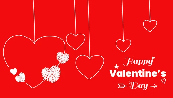 Čmáranice Ručně Kreslené Valentýna Design Srdcem — Stockový vektor