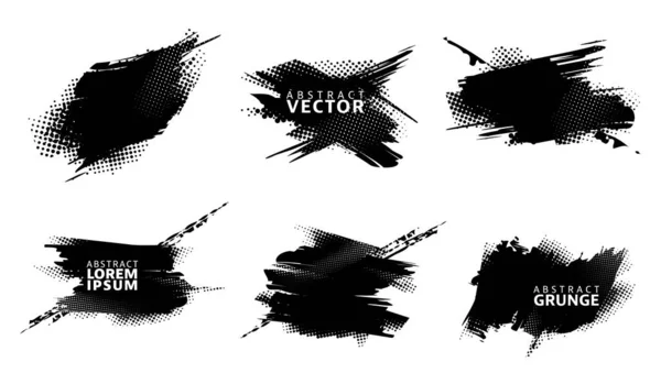 Ensemble Éléments Graphiques Grunge Modern Abstract Background Illustration Vectorielle Monochrome — Image vectorielle