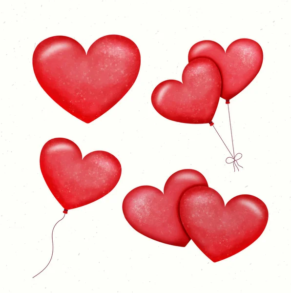 Vektör suluboya kalp balonu seti