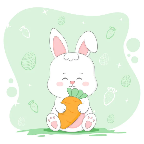 Симпатичный Кролик Морковкой — стоковый вектор