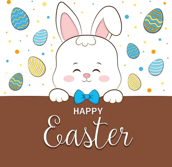 Güzel tavşanlı ve paskalya yumurtalı mutlu paskalyalar.