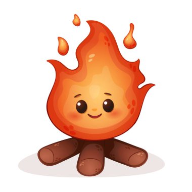 Şirin Kamp Ateşi Clipart Vektör illüstrasyonu