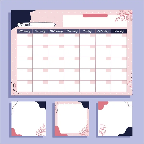 Aylık Planlayıcı şablonu bireysel gün ve notlarla