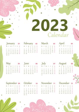 Sevimli bir sayfa takvimi 2023