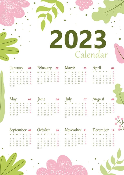 Sevimli bir sayfa takvimi 2023