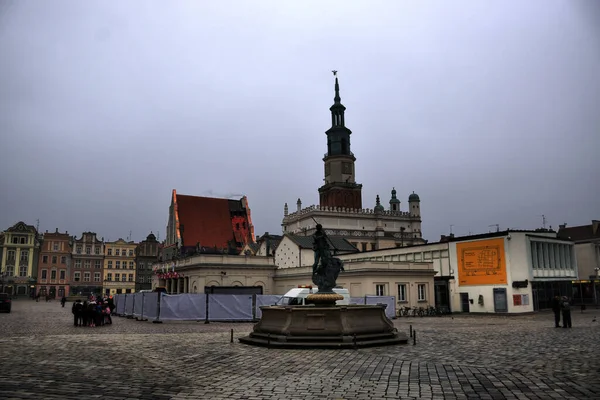 Ansichten Der Verschiedenen Touristenorte Poznan Polen Rathausplatz — Stockfoto