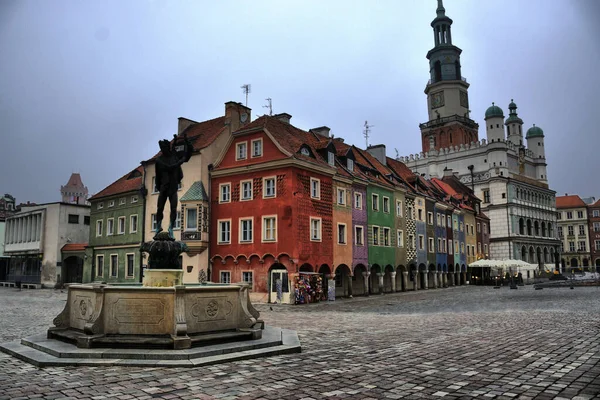 Vistas Los Diferentes Lugares Turísticos Poznan Polonia Plaza Del Ayuntamiento —  Fotos de Stock