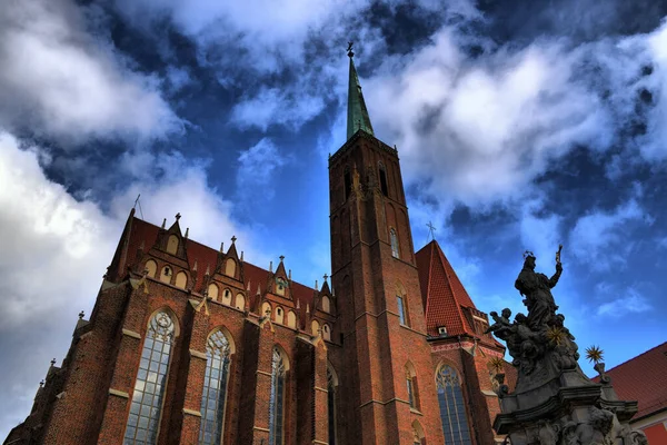 Udsigt Forskellige Turist Steder Wroclaw Breslau Wroclaw Polen Kirke Ostrow - Stock-foto