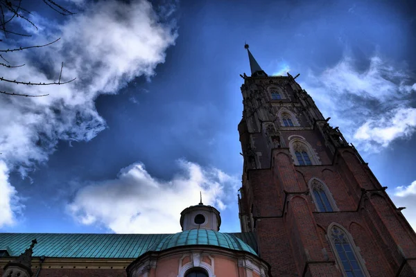 Utsikt Över Olika Turistorterna Wroclaw Breslau Wroclaw Polen Kyrkan Ostrow — Stockfoto