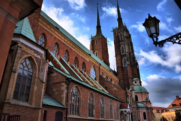 Vistas Dos Diferentes Lugares Turísticos Wroclaw Breslau Wroclaw Polônia Igreja — Fotografia de Stock