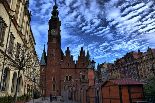 Views of the different tourist places in the city of Wroclaw (Breslau, Wroclaw), Poland. Stary Rynek
