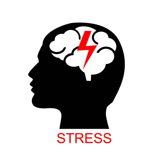 Stress man hoofd icoon met hersenen concept — Stockvector