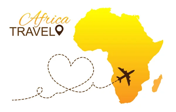 Viaje para África por conceito de avião. Amor África — Vetor de Stock