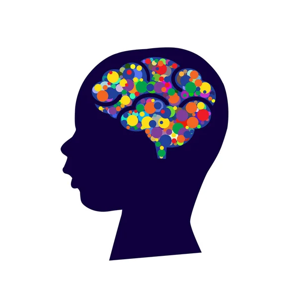 Ikona koloru mózgu dziecka. Ilustracja wektora — Wektor stockowy