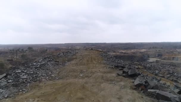 Vista Aérea Uma Pedreira Granito Mineração Lajes Granito Extração Minerais — Vídeo de Stock