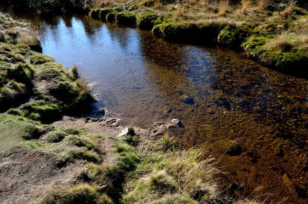 Trampeln Und Wandern Durch Unbewohnte Wilde Landschaft Auf Einem Torfboden — Stockfoto