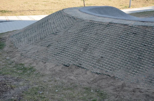 Borde Pista Asfalto Todoterreno Con Saltos Superficie Ondulada Saltos Protuberancias — Foto de Stock