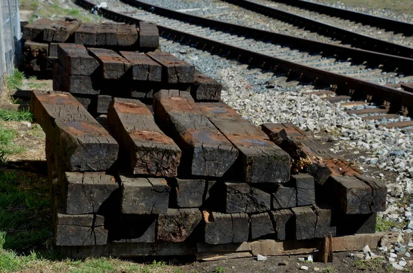 Reparatie Van Oude Sporen Bovenbouw Van Spoorwegen Verkeert Een Desolate — Stockfoto