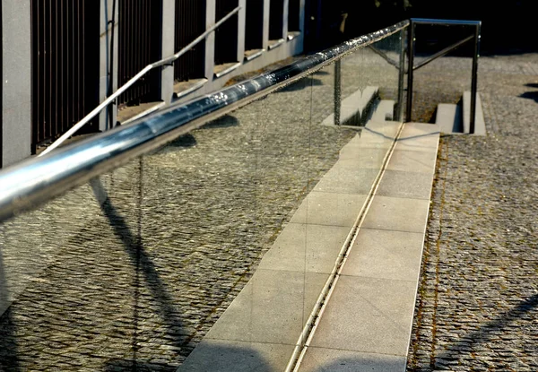 Bottom Handle Recessed Led Strip Yellow Light Side Stair Railing — Stockfoto