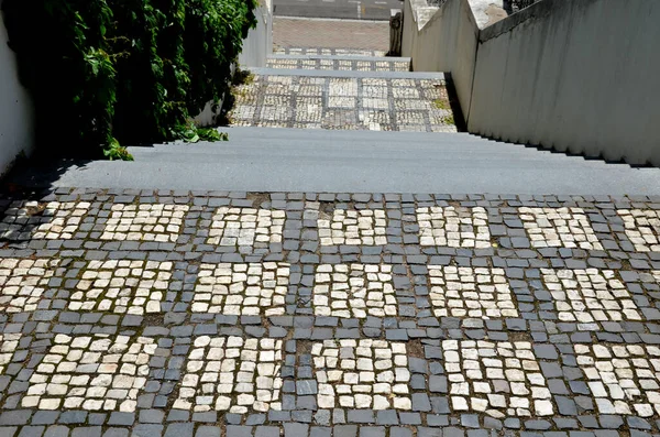 Patrón Mosaico Cuadrado Con Escalera Mármol Blanco Los Dados Son —  Fotos de Stock