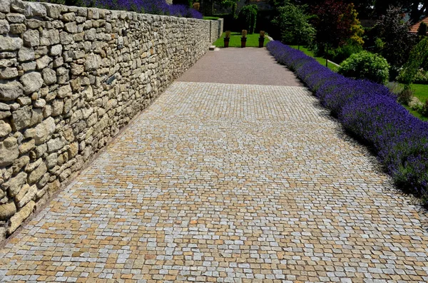 Terraces Stairs Sloping Park Stone Retaining Walls Light Stone Blue — Stockfoto